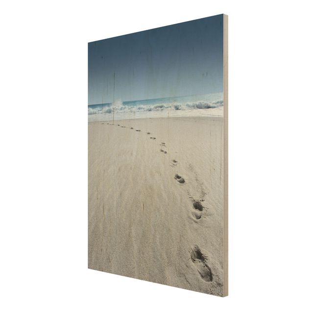 Holzbilder Spuren im Sand