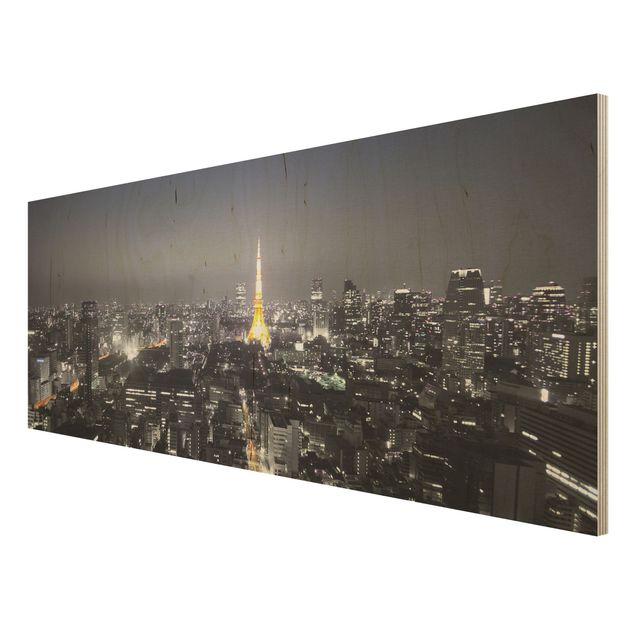 Holzbild - Tokio - Panorama Quer