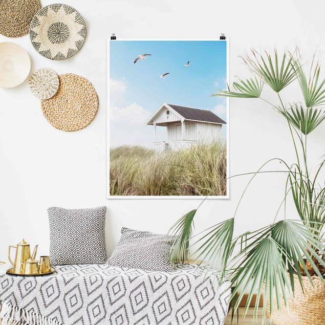Moderne Poster Holzhütte am Strand