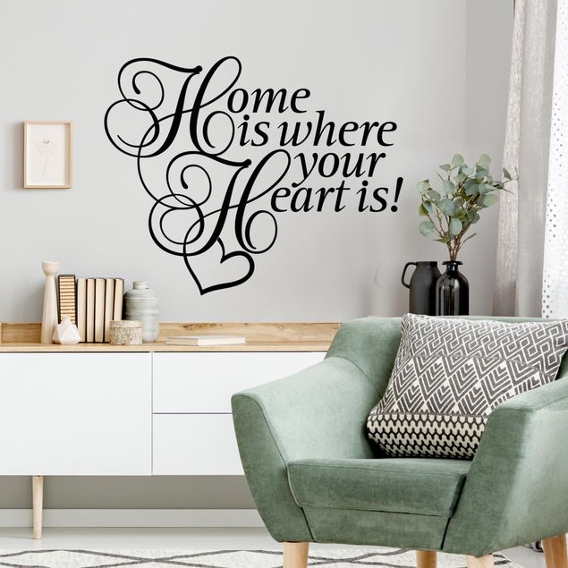 Familie Wandtattoo Home is where the Heart is mit Herz