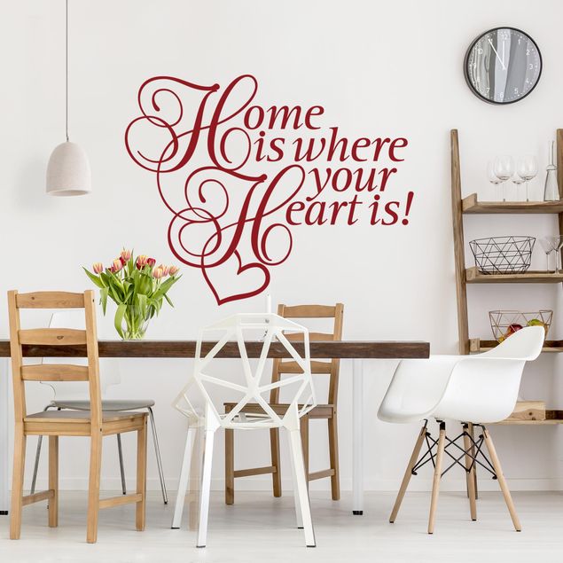 Wandtattoo Love Home is where the Heart is mit Herz