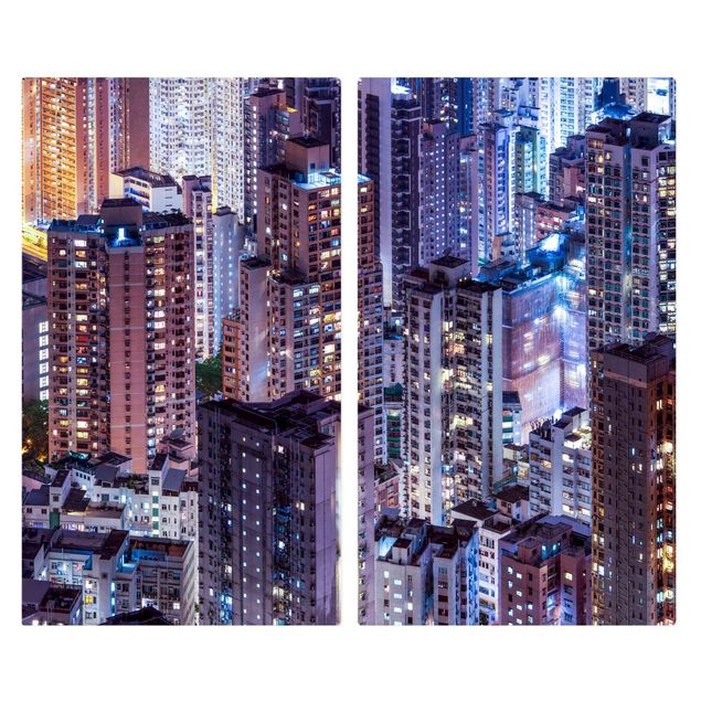 Herdabdeckplatte Glas - Hongkong Lichtermeer