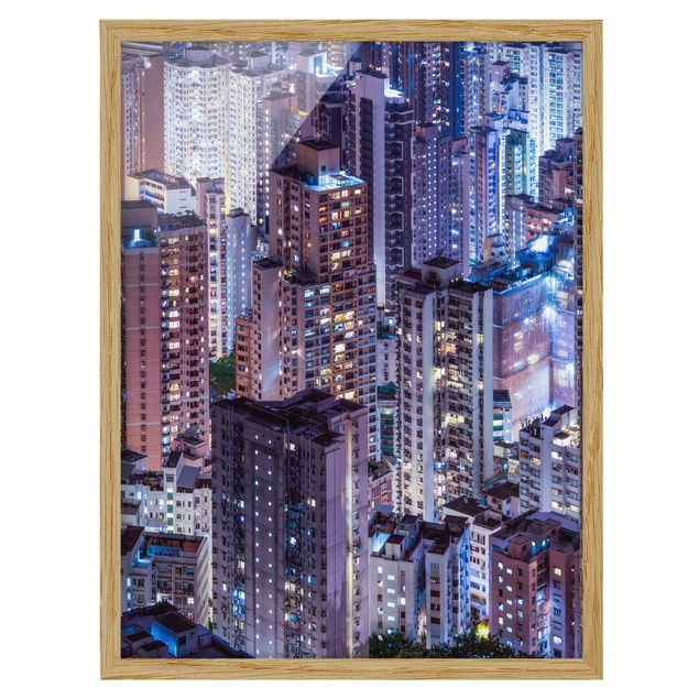 Wandbilder mit Rahmen Hongkong Lichtermeer