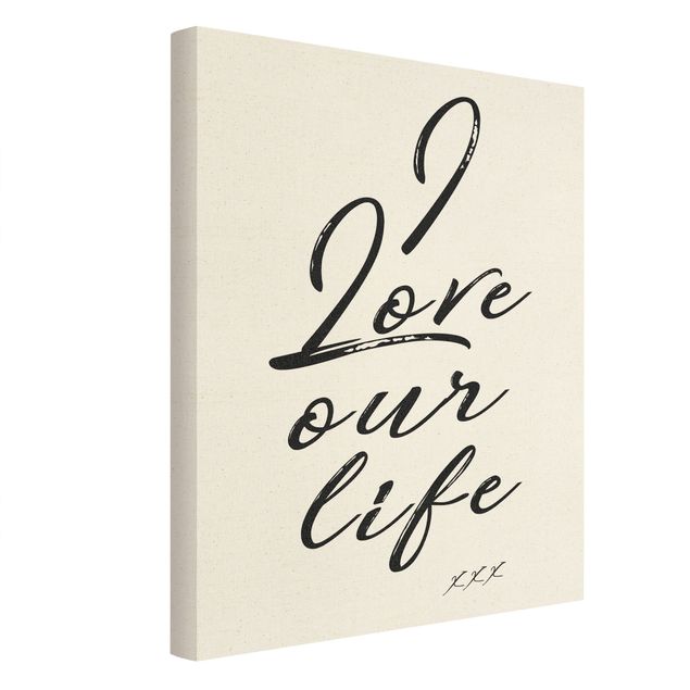 Leinwandbild Gold - I Love Our Life - Hochformat 3:4