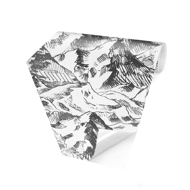 schöne Tapeten Illustration Berglandschaft Grau