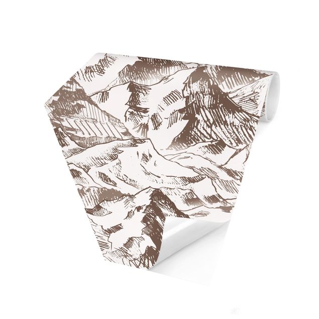 schöne Tapeten Illustration Berglandschaft Sepia