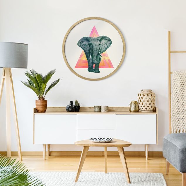 Runde Bilder Illustration Elefant vor Dreieck Malerei