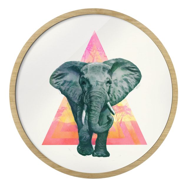 Graves Bilder Illustration Elefant vor Dreieck Malerei