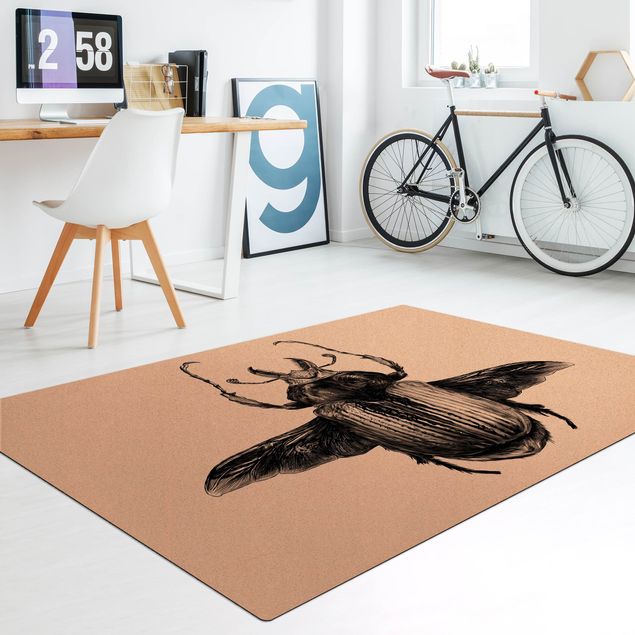 Teppiche groß Illustration fliegender Käfer Schwarz