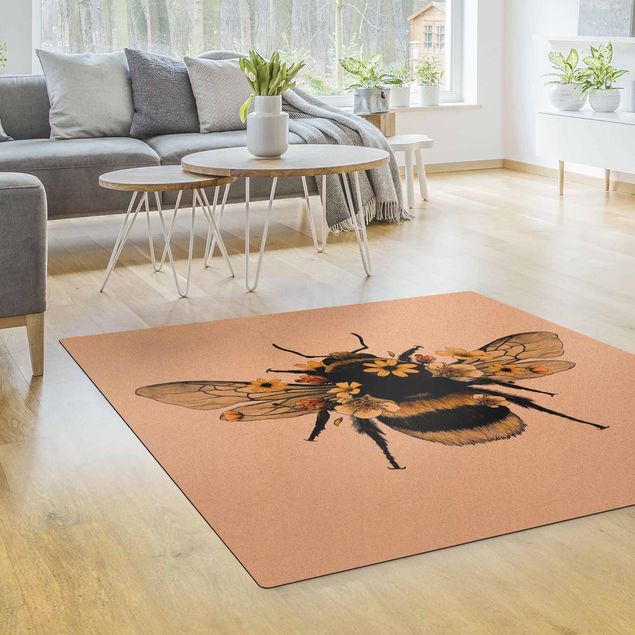 Große Teppiche Illustration florale Hummel