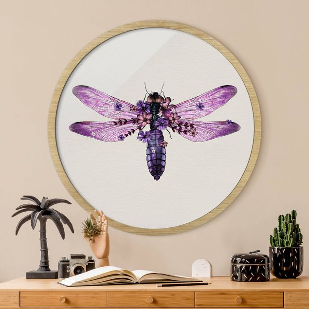 Moderne Bilder mit Rahmen Illustration florale Libelle