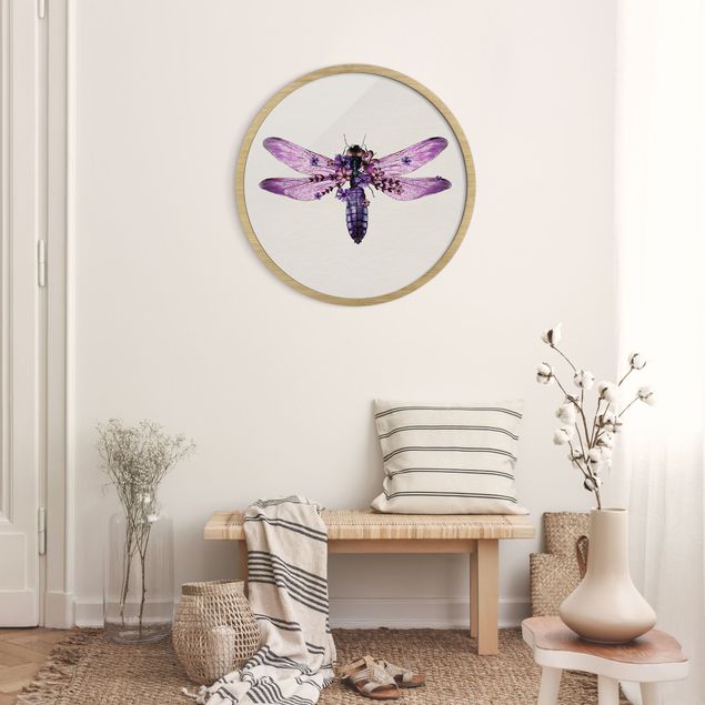 Tiere Bilder mit Rahmen Illustration florale Libelle