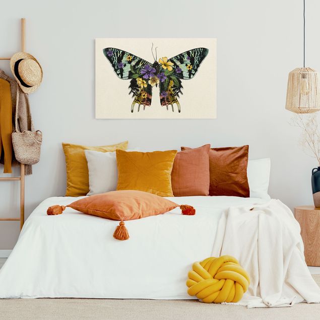 Leinwandbild Natur - Illustration floraler Madagaskar Schmetterling - Querformat 3:2