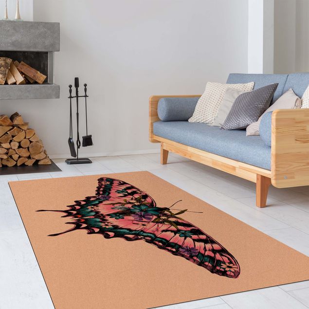 Teppiche groß Illustration floraler Tiger Schwalbenschwanz