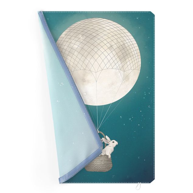 Wechselbild - Illustration Hasen Mond-Heißluftballon Sternenhimmel