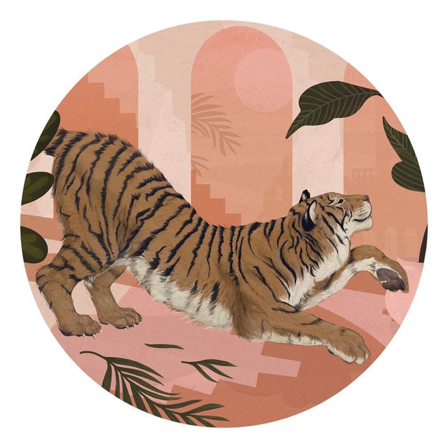 Laura Graves Art Illustration Tiger in Pastell Rosa Malerei