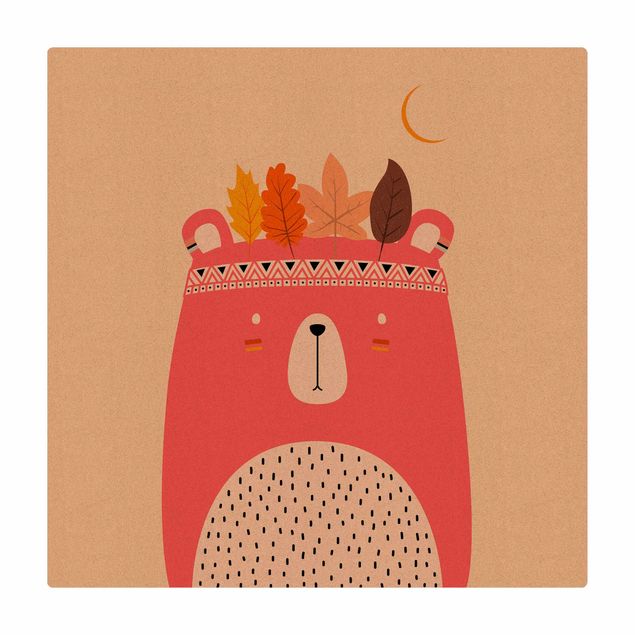 Kubistika Poster Indianerbär Pink