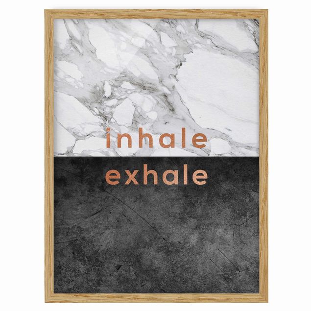 gerahmte Bilder Inhale Exhale Kupfer und Marmor