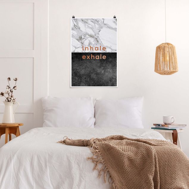Moderne Poster Inhale Exhale Kupfer und Marmor