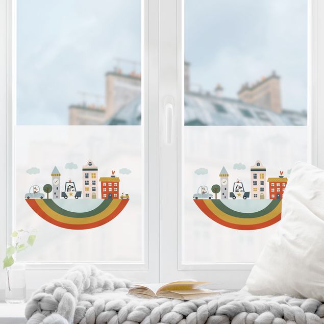 Fensterfolie - Sichtschutz - Inselstadt im Himmel - Fensterbilder