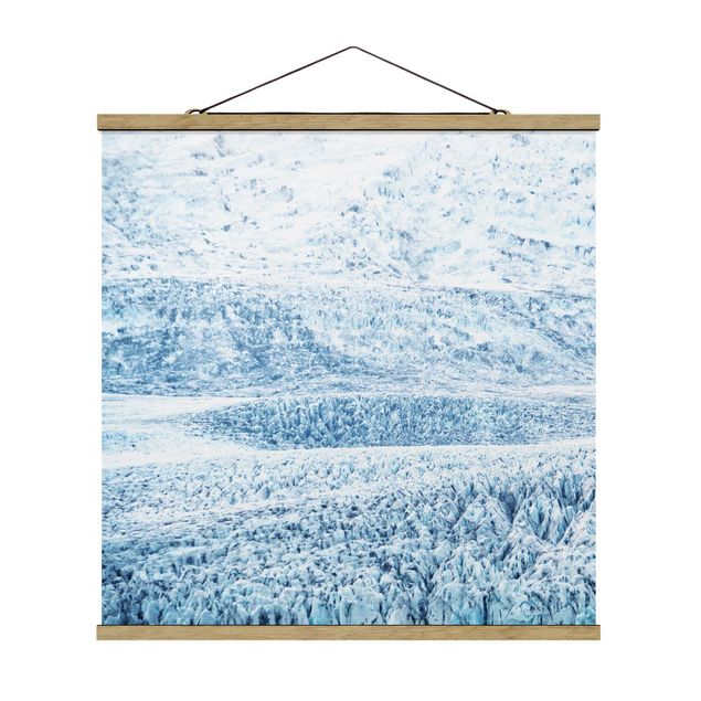Stoffbild mit Posterleisten - Isländisches Gletschermuster - Quadrat 1:1