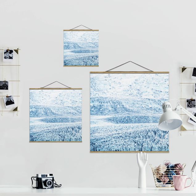 Stoffbild mit Posterleisten - Isländisches Gletschermuster - Quadrat 1:1