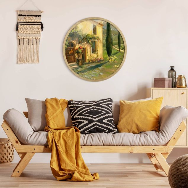 Skylines Bilder mit Rahmen Italienische Landschaft - Zypresse