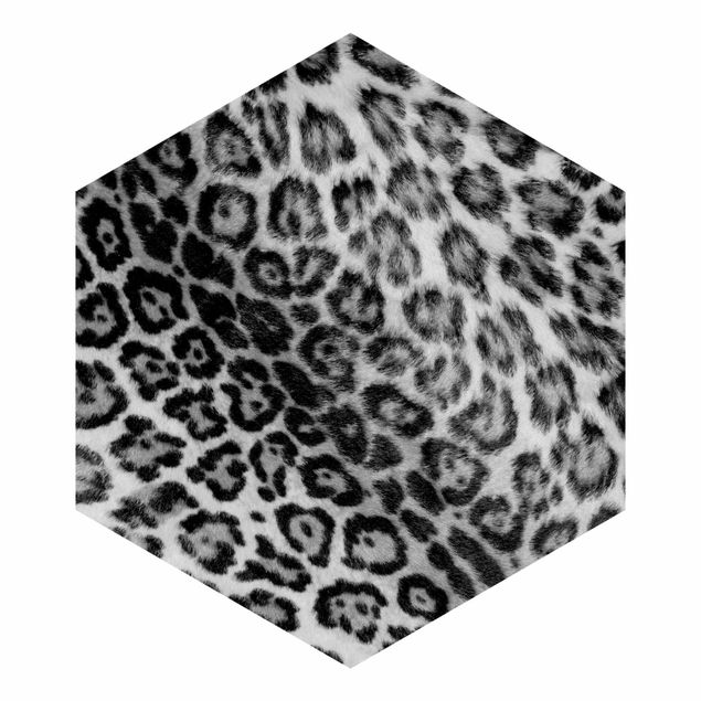 Hexagon Mustertapete selbstklebend - Jaguar Skin Schwarz-Weiß