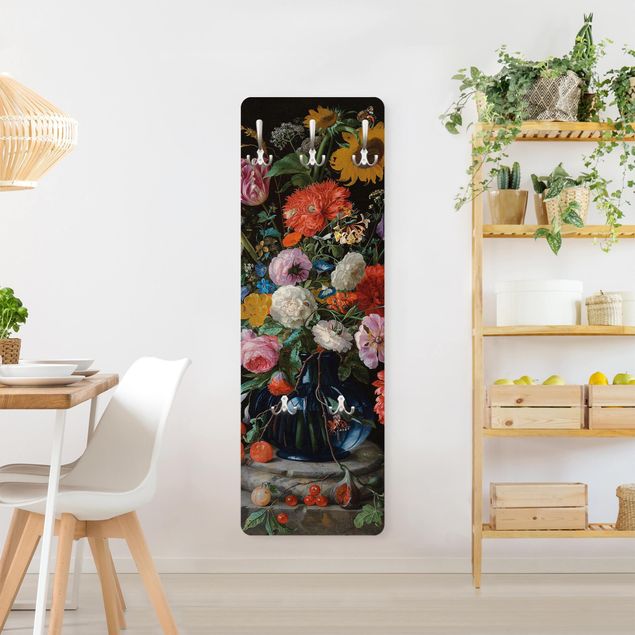 Wandgarderobe mit Motiv Jan Davidsz de Heem - Glasvase mit Blumen