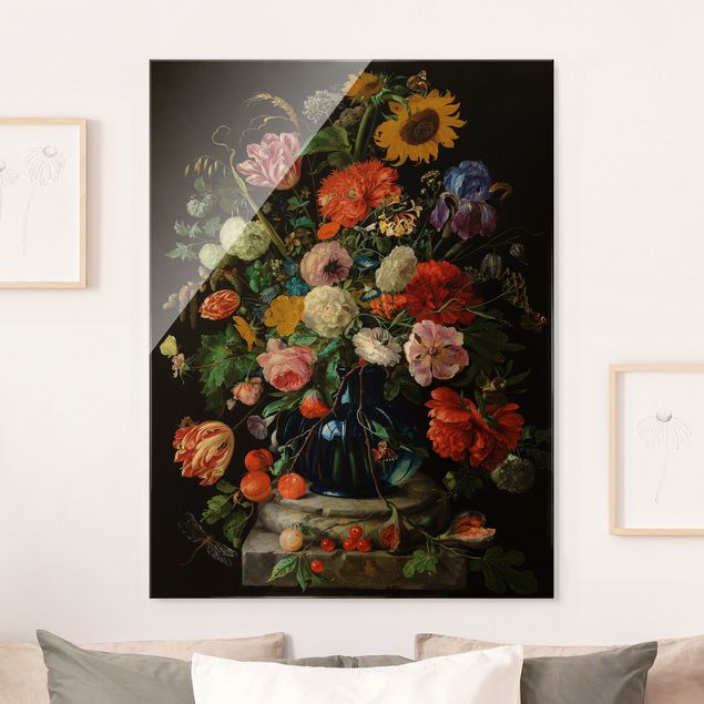 XXL Glasbilder Jan Davidsz de Heem - Glasvase mit Blumen