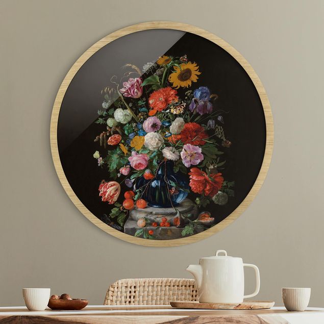 Runde Bilder mit Rahmen Jan Davidsz de Heem - Glasvase mit Blumen