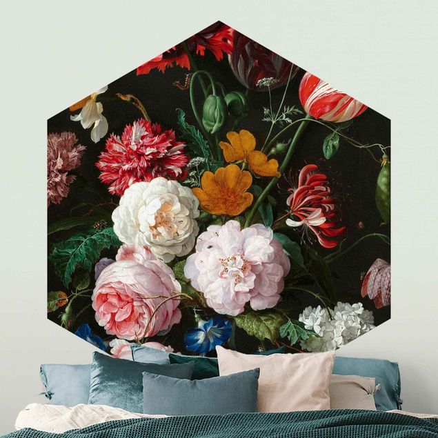 Retro Tapete Jan Davidsz de Heem - Stillleben mit Blumen in einer Glasvase