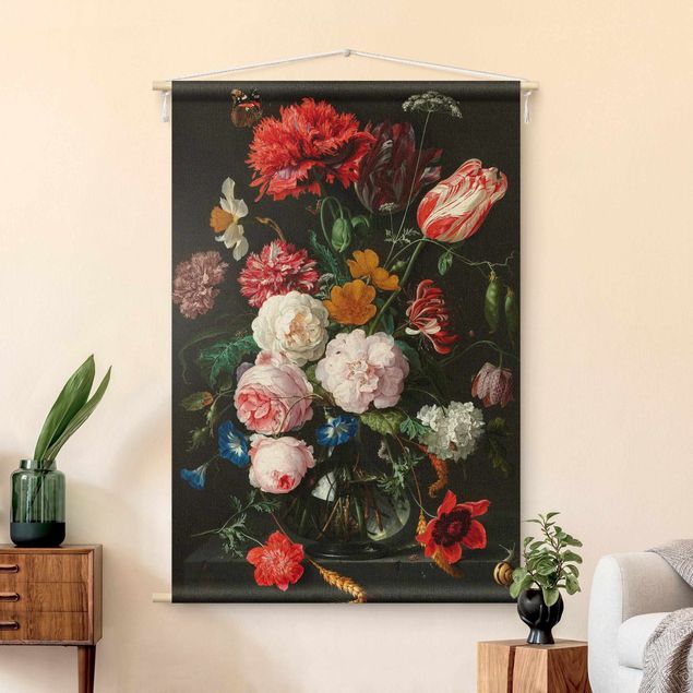 Wandbehang Jan Davidsz de Heem - Stillleben mit Blumen in einer Glasvase