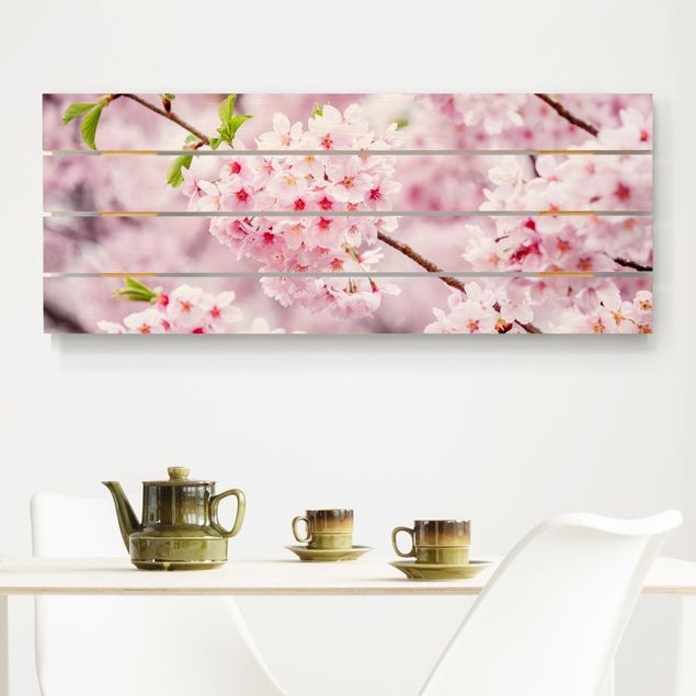 Holzbilder Blumen Japanische Kirschblüten