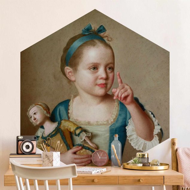 Abstrakte Tapeten Jean Etienne Liotard - Mädchen mit Puppe