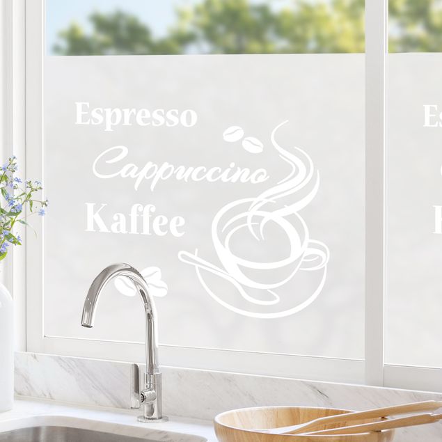 Fensterfolie Kaffeepause - Espresso Cappuccino Kaffee II