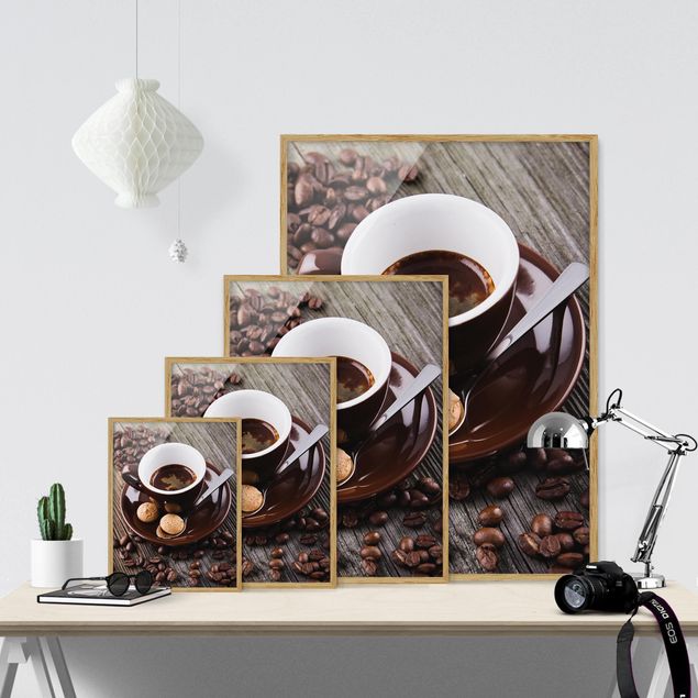 Bild mit - Rahmen 3:4 Hochformat Kaffeebohnen Kaffeetasse - mit