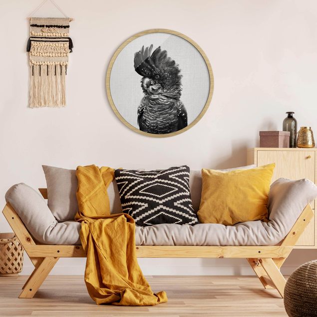 Moderne Bilder mit Rahmen Kakadu Kanye Schwarz Weiß