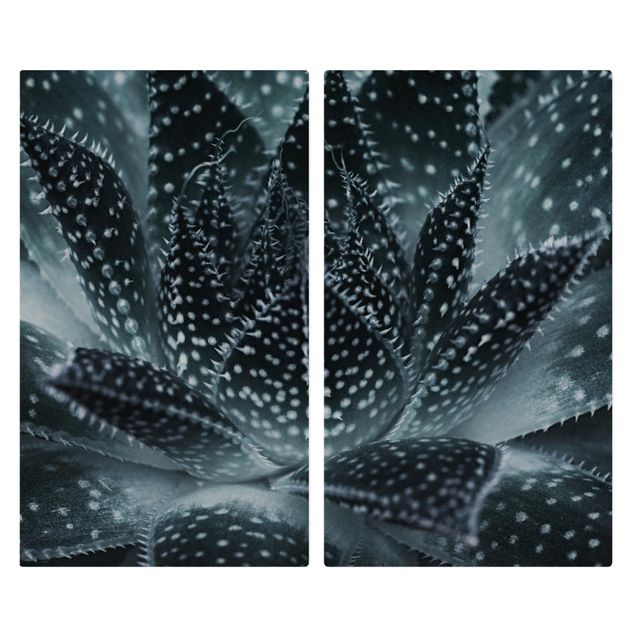 Herdabdeckplatte Glas - Kaktus mit Sternpunkten bei Nacht