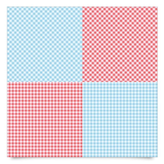 Pattern Design Karomuster Quadrate in Pastellblau und Vermillon