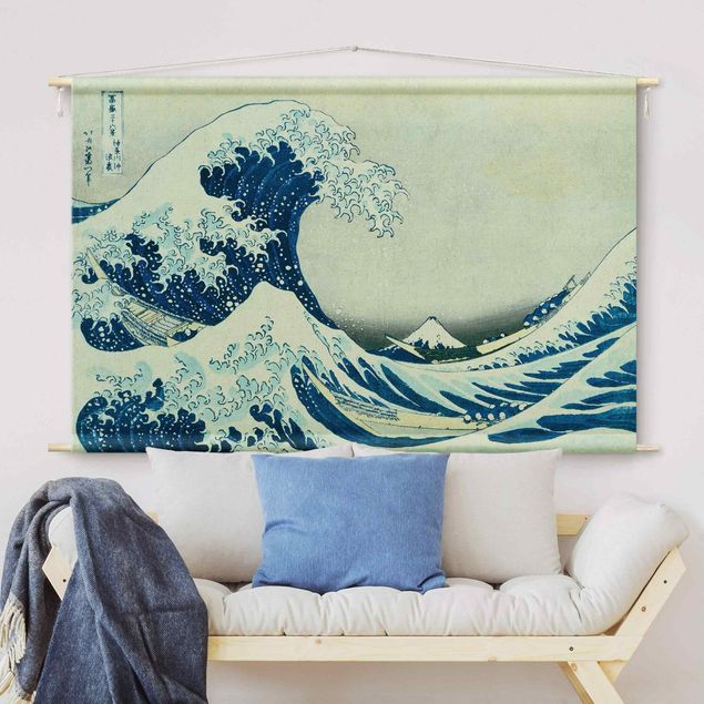 Wandbehang Stoffbild Katsushika Hokusai - Die grosse Welle von Kanagawa