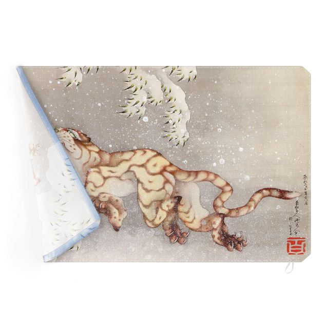 Akustik-Wechselbild - Katsushika Hokusai - Tiger in Schneesturm