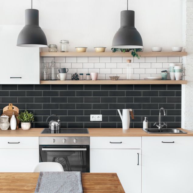 Küchenrückwand selbstklebend Keramikfliesen Schwarz