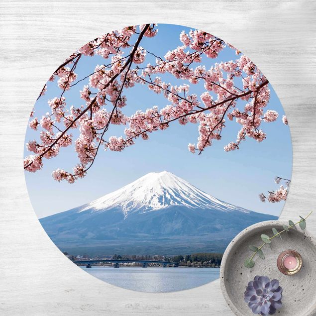 Teppich für Balkon Kirschblüten mit Berg Fuji