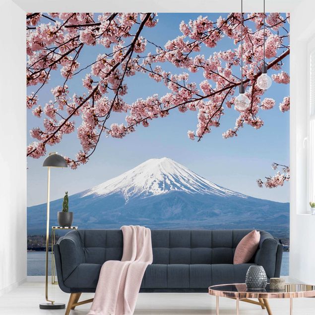 Design Tapeten Kirschblüten mit Berg Fuji