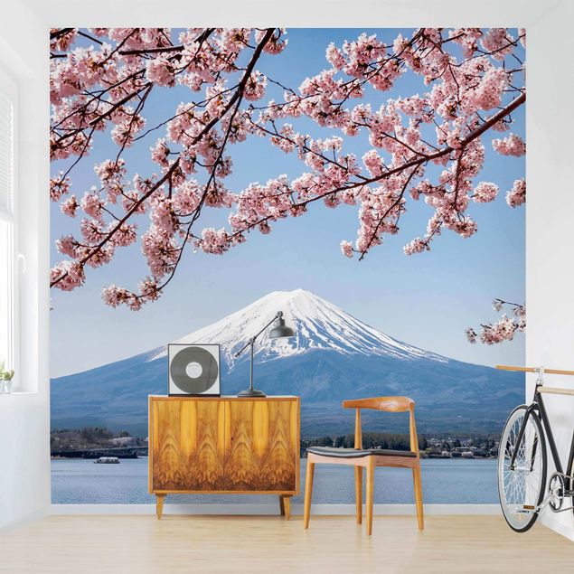 Fototapete - Kirschblüten mit Berg Fuji