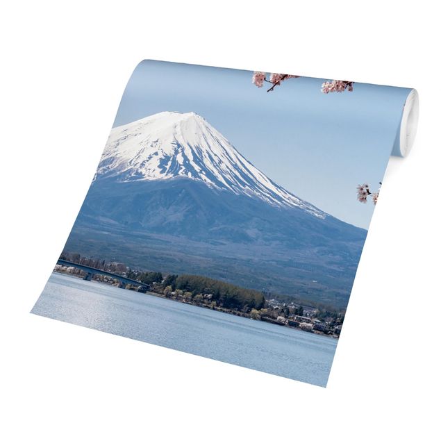Fototapete - Kirschblüten mit Berg Fuji
