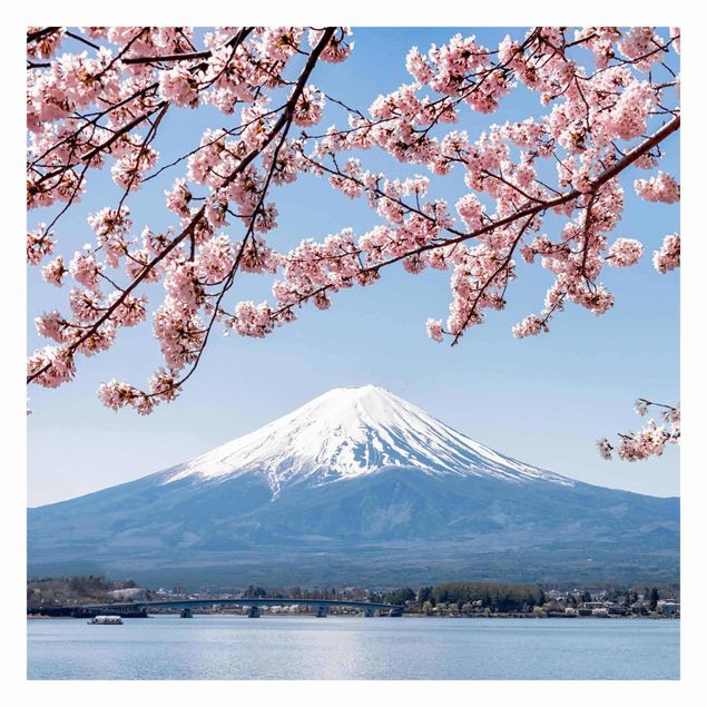 Tapete selbstklebend Kirschblüten mit Berg Fuji