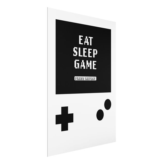 Bilder auf Glas Klassik Konsole Eat Sleep Game Press Repeat