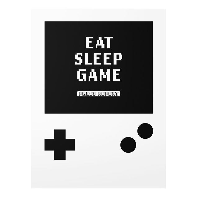 Glasbild - Klassik Konsole Eat Sleep Game Press Repeat - Hochformat